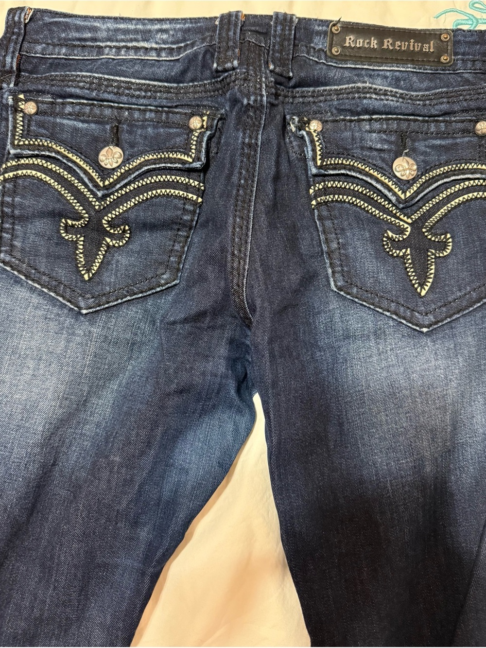Rock Revival Women's Dark Blue Darcy Embroidered Jeans size 32
